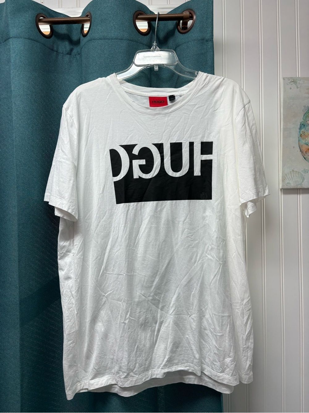 Hugo Boss White Short Sleeve T-Shirt with Black Logo Size XXL
